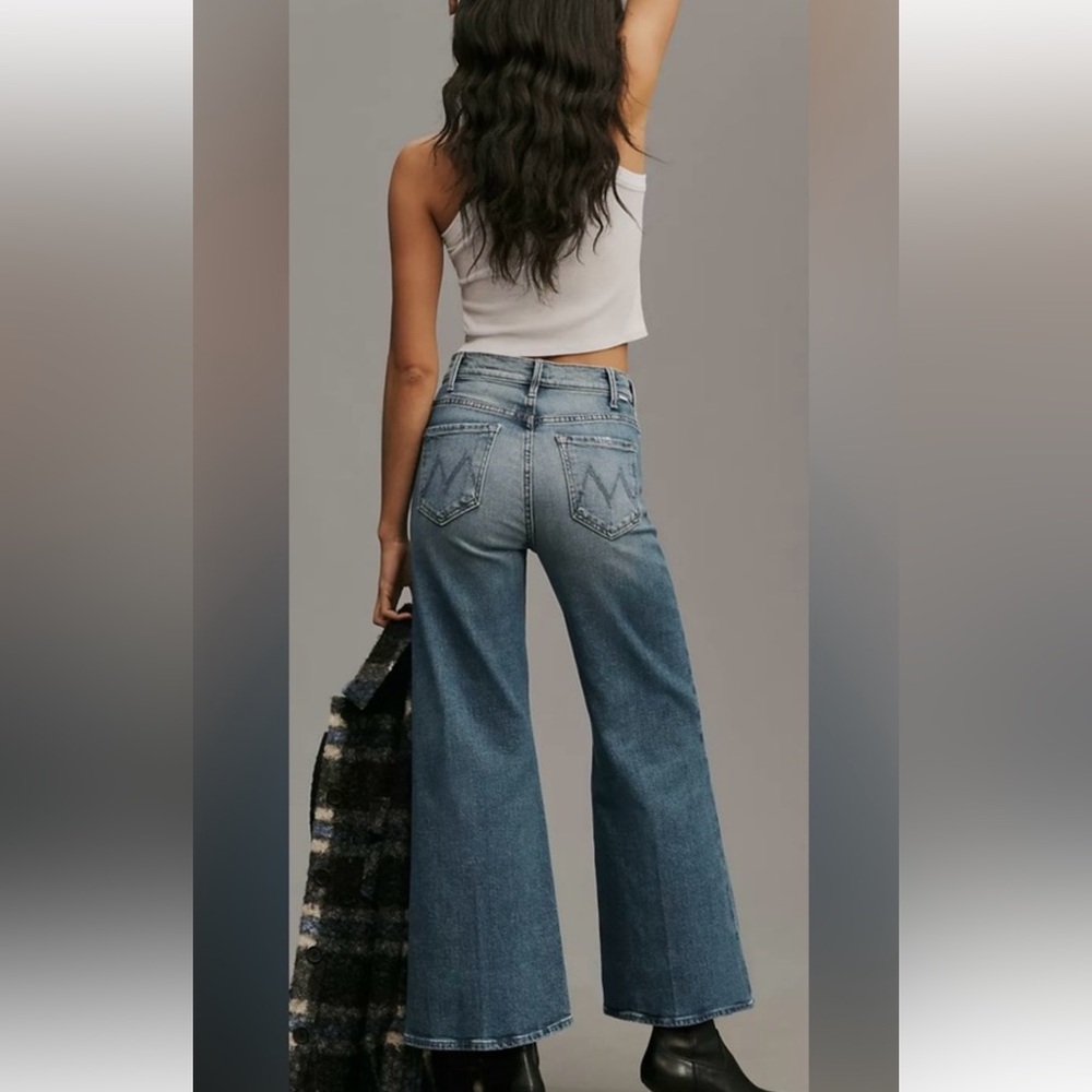 New Anthropologie Mother The Hustler Roller Sneak High Rise Wide Leg Jeans 31
